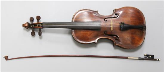 A late 18th century violin by Ludwig Bausch, c.1780 overall length 23in. back 14.5in.